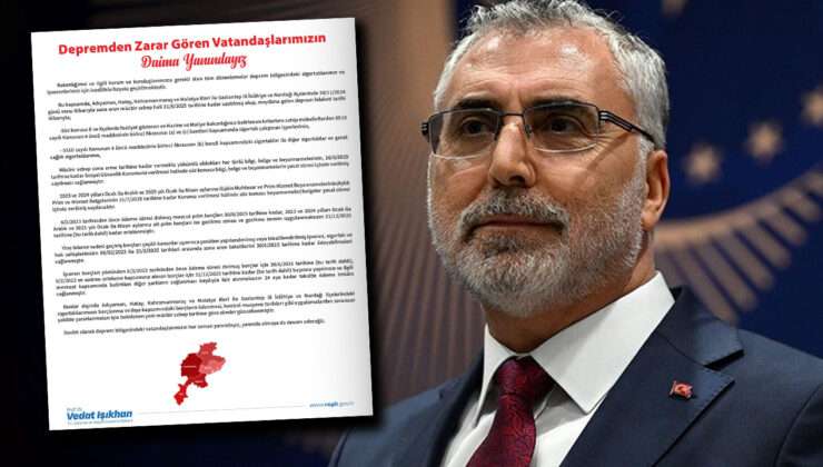 Deprem illerinde mücbir sebep hali nedeniyle süre uzatıldı