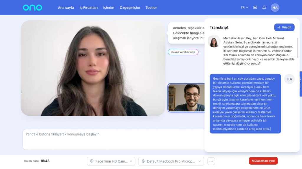 Akilli Mulakat Yapay Zeka Asistani Selin