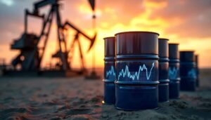 oil barrels with stock market graph oil rig symbolizing oil stocks market trends scaled 1