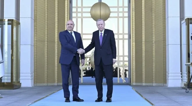 Cumhurbaşkanı Erdoğan Lübnan Cumhurbaşkanı Avn’ı Külliye’de resmi törenle karşıladı
